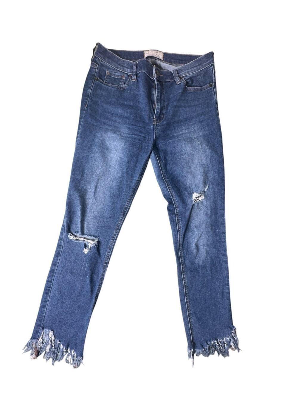 Free People We The Free Jeans W28 Mid Rise Straight Distressed Frayed Hem
